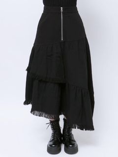 jouetie 前拉鏈流蘇分層半身裙 2色 [BT274]