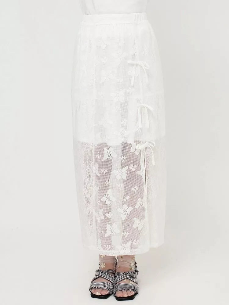 merry jenny 蝴蝶蕾絲多層半身裙 2色 [BT287]