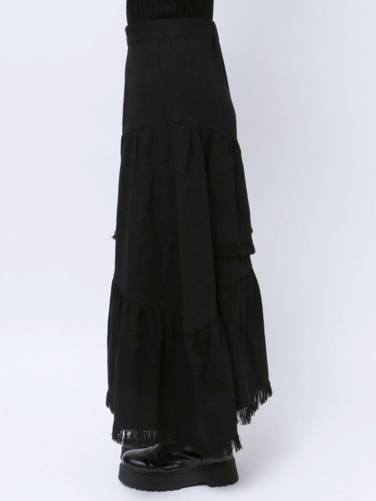 jouetie 前拉鏈流蘇分層半身裙 2色 [BT274]