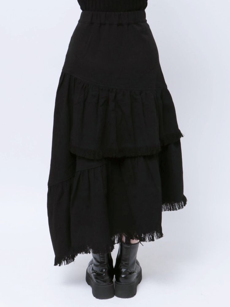 jouetie 前拉鏈流蘇分層半身裙 2色 [BT274]