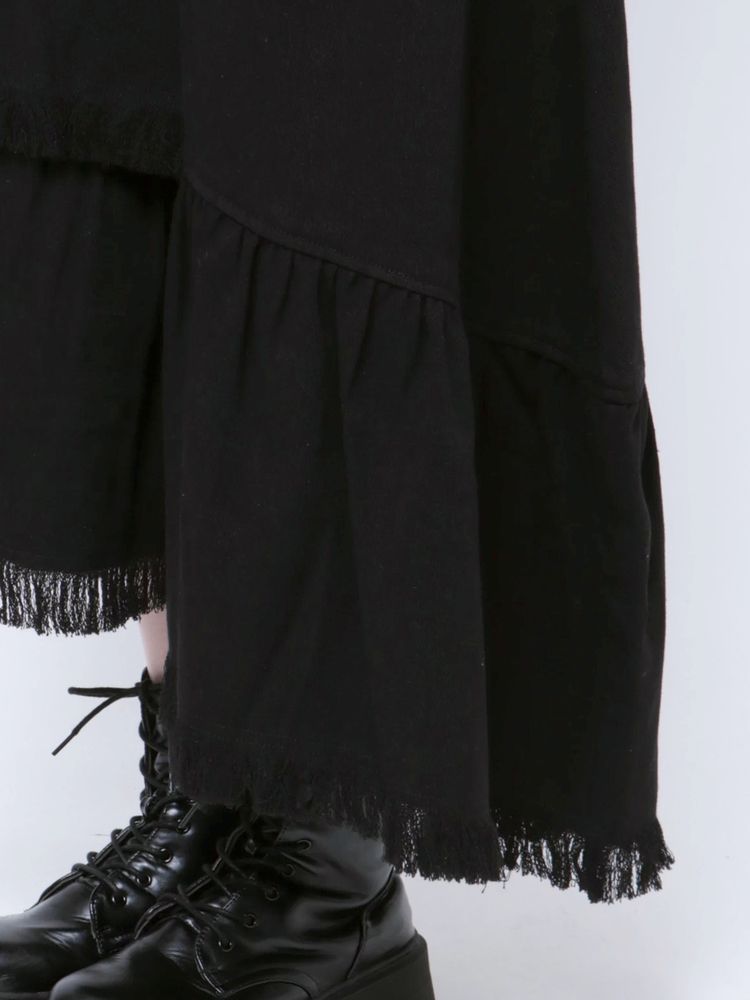 jouetie 前拉鏈流蘇分層半身裙 2色 [BT274]