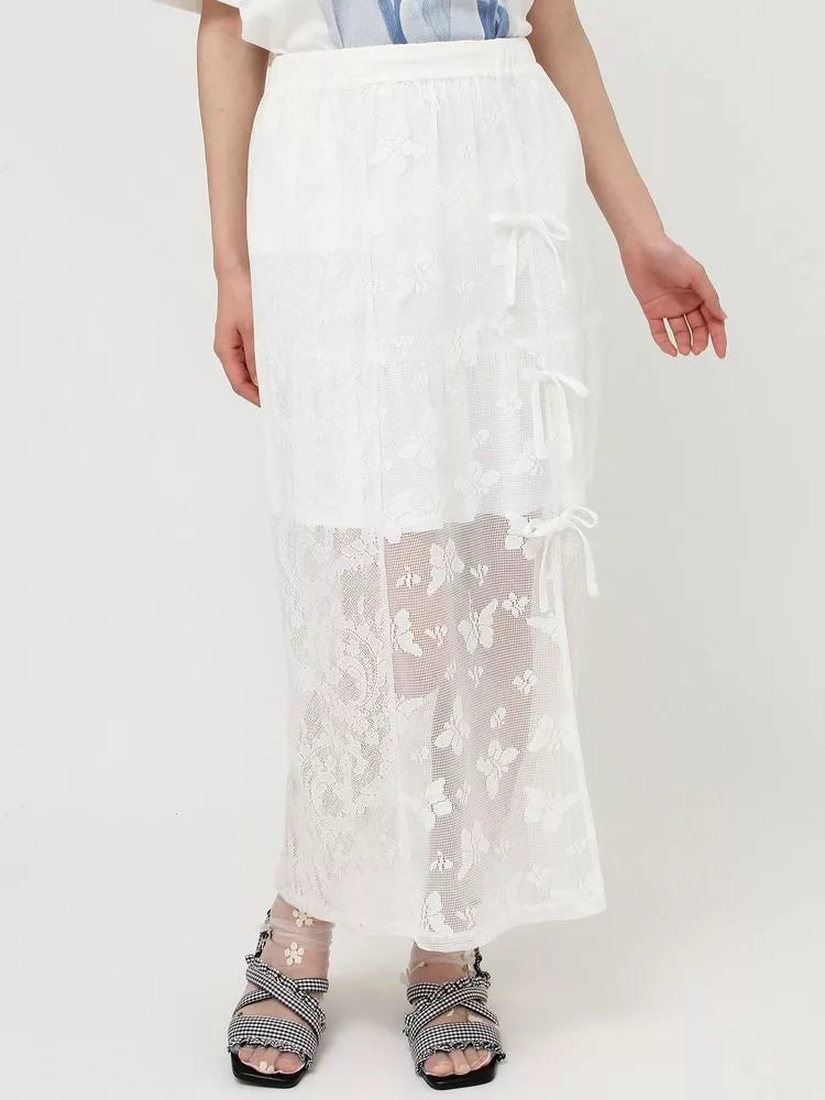 merry jenny 蝴蝶蕾絲多層半身裙 2色 [BT287]