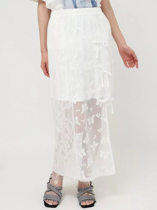 merry jenny 蝴蝶蕾絲多層半身裙 2色 [BT287]