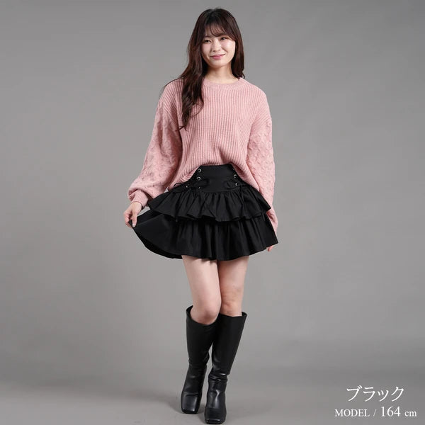 Nohea 雙蝴蝶結綁帶蛋糕短裙 3色[BT298]