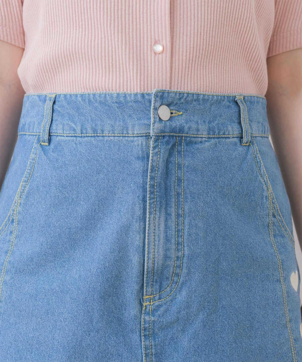 ems excite 心心刺繡牛仔裙 2色 [BT243]