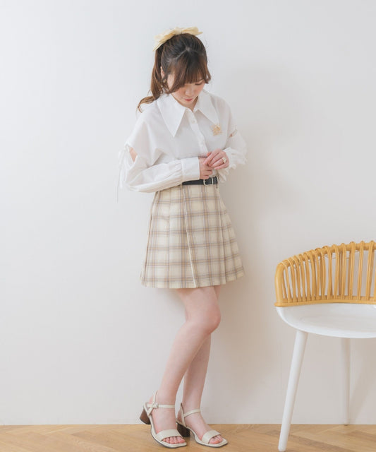 ems excite 附腰帶格仔百褶裙 [BT270]