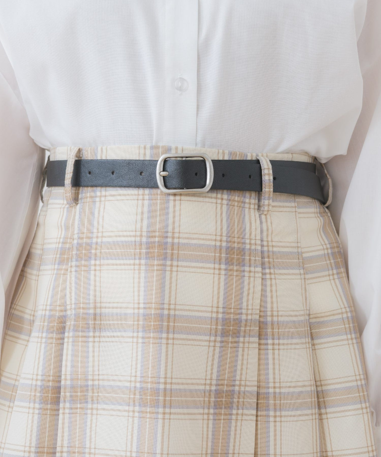 ems excite 附腰帶格仔百褶裙 [BT270]