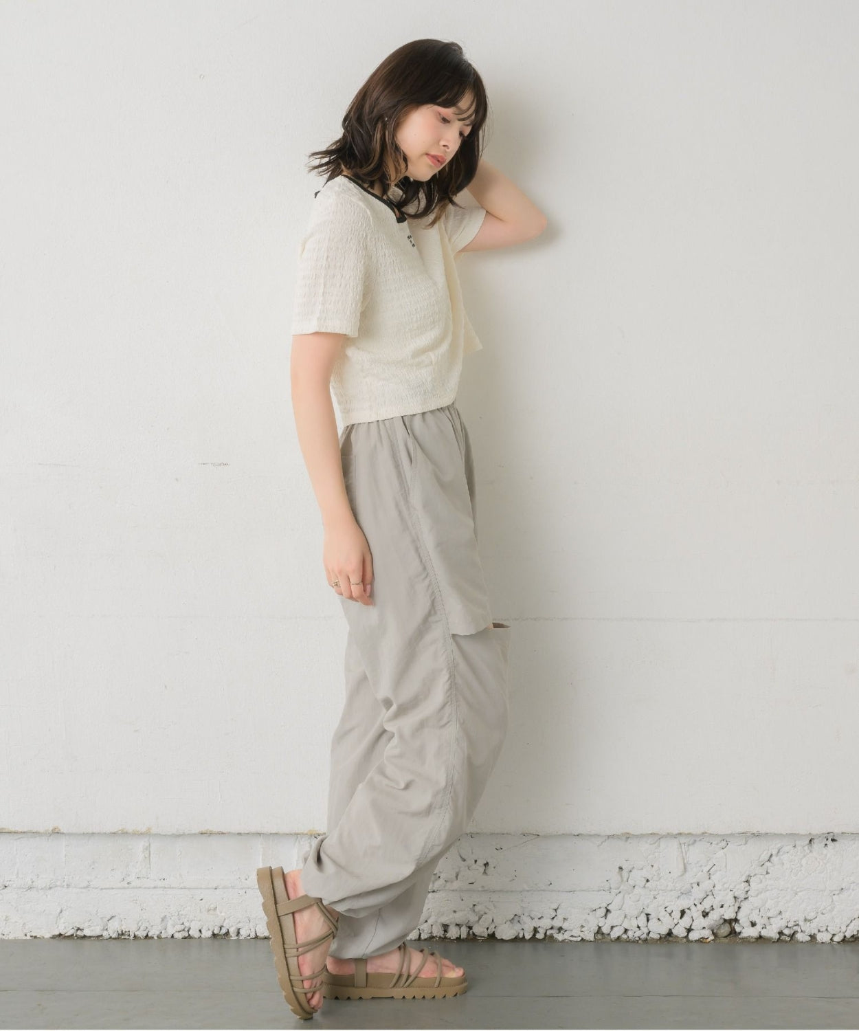 ems excite 刺繡字拼色百搭上衣 [TP281]