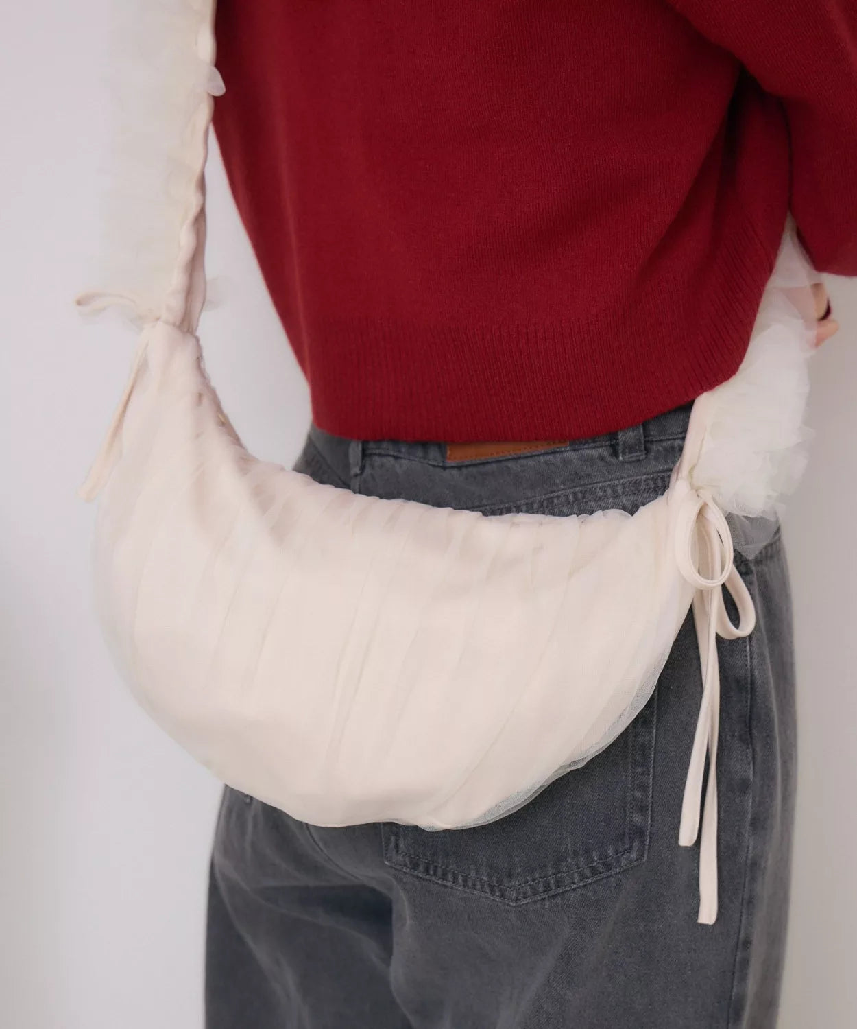 ems excite Ruffle薄紗蝴蝶結單肩包 3色 [BG0188]