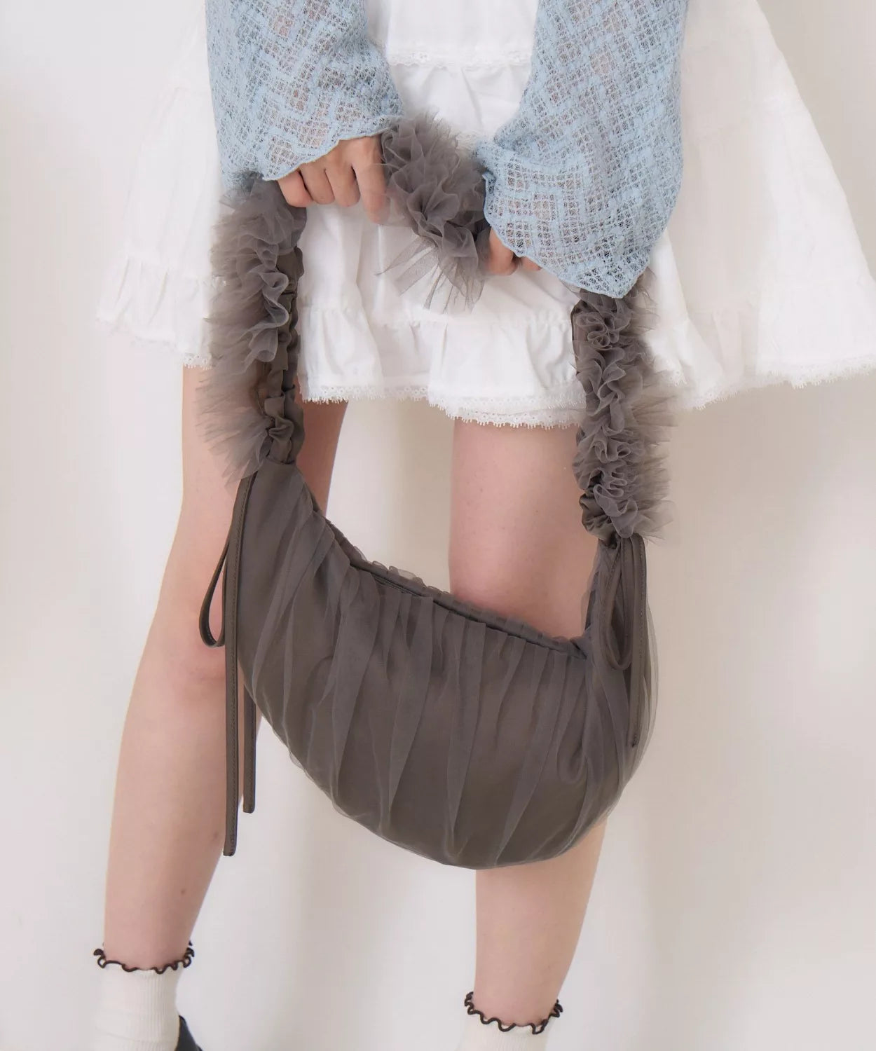 ems excite Ruffle薄紗蝴蝶結單肩包 3色 [BG0188]