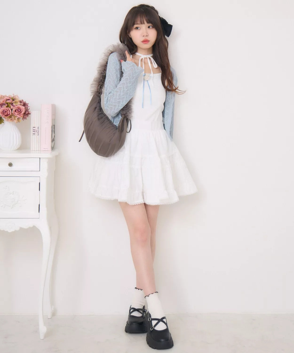 ems excite Ruffle薄紗蝴蝶結單肩包 3色 [BG0188]