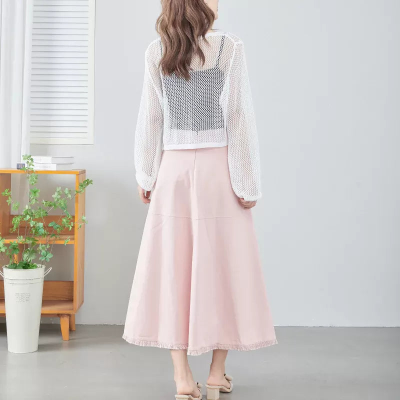 繫帶網紋編織外套 [OT60]