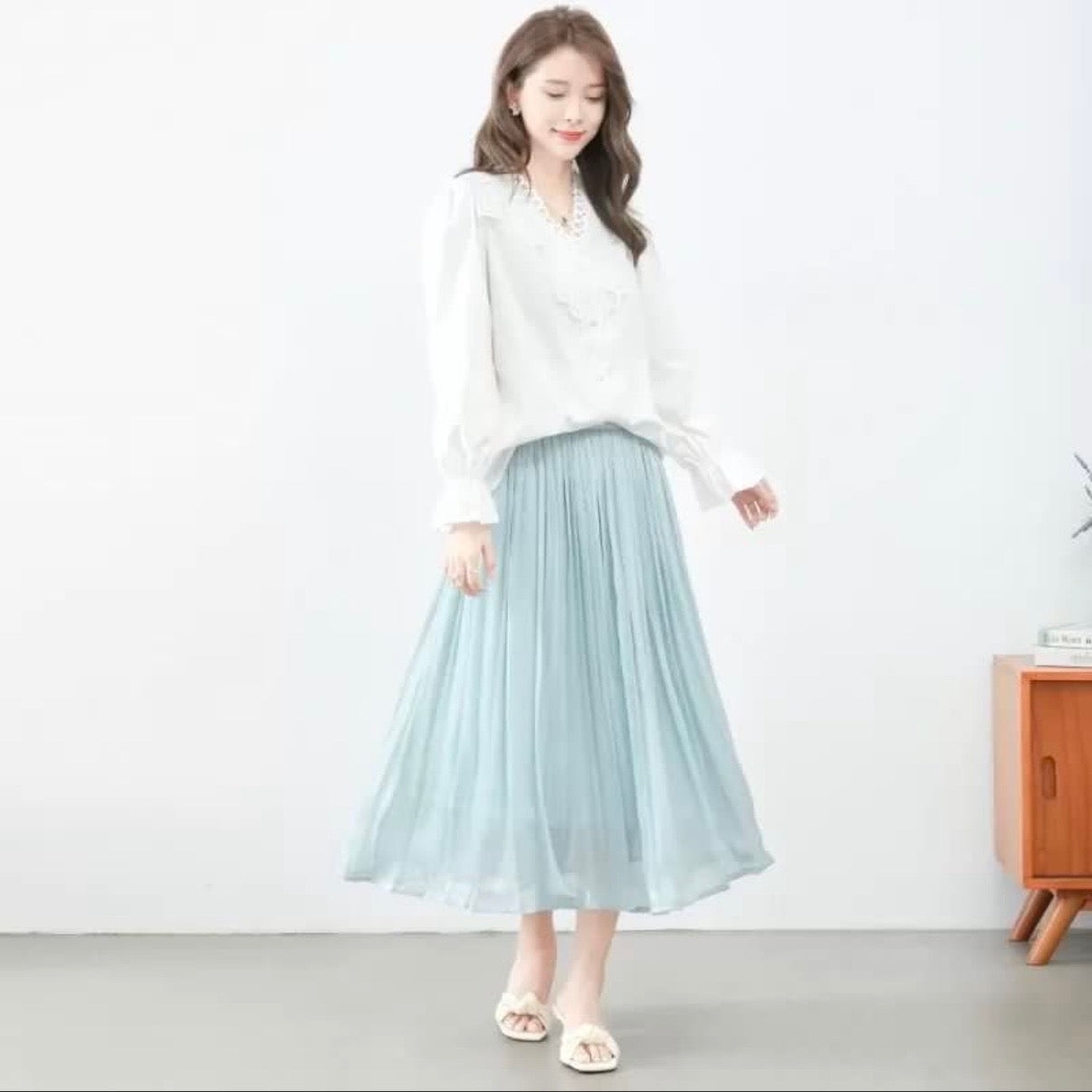 透明感長裙 2色 [BT58]