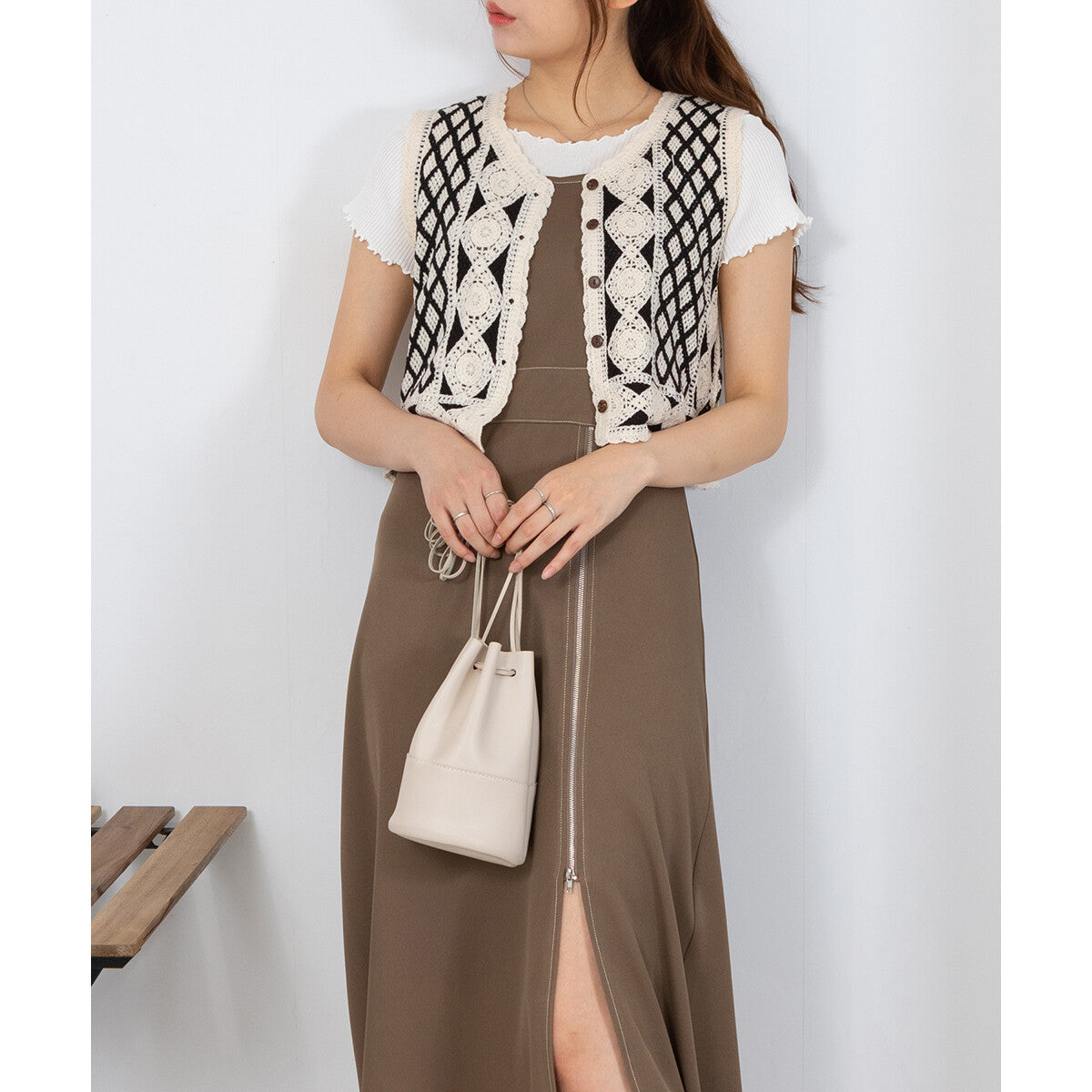 吊帶拉鏈開叉連身裙 4色 [OP105]