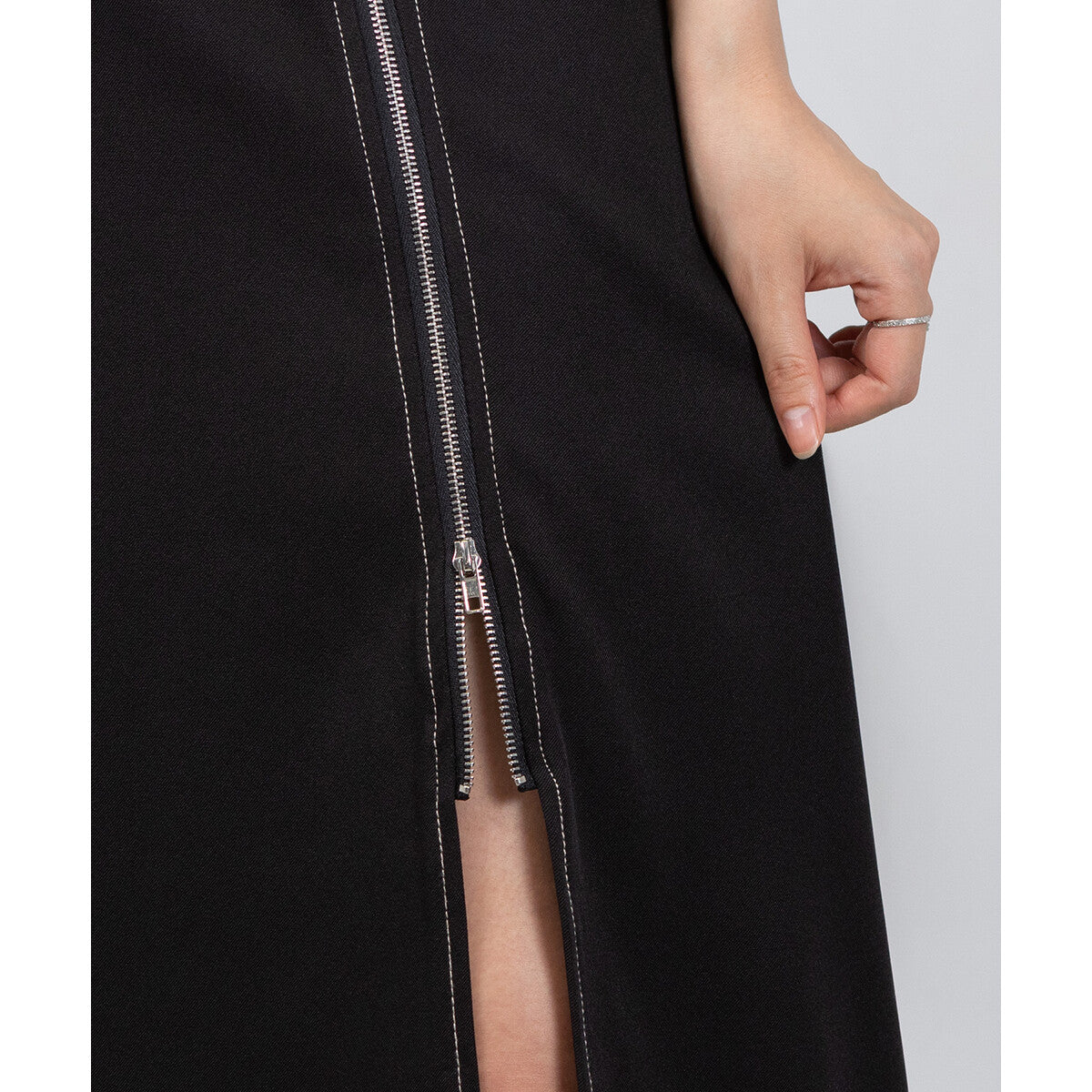 吊帶拉鏈開叉連身裙 4色 [OP105]