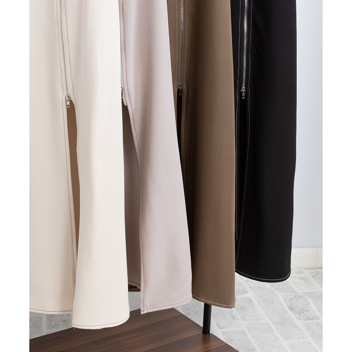 吊帶拉鏈開叉連身裙 4色 [OP105]