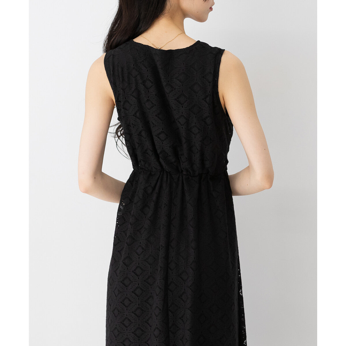 菱格蕾絲蝴蝶結連身裙 [OP111]