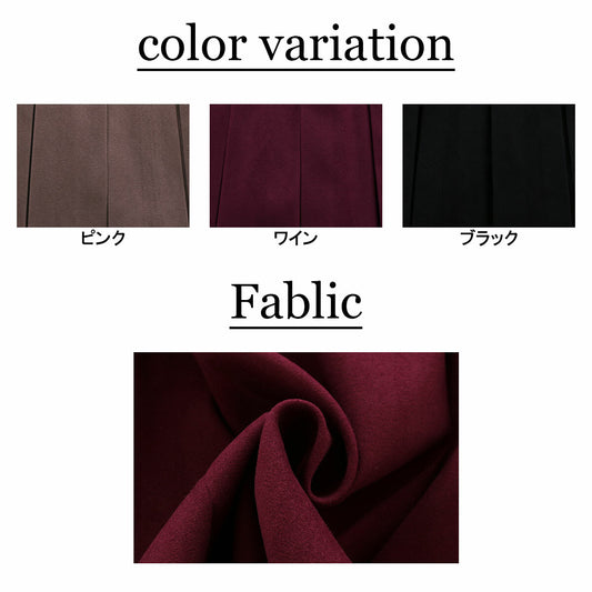 絨面蝴蝶結綁帶百摺裙 3色 [BT146]