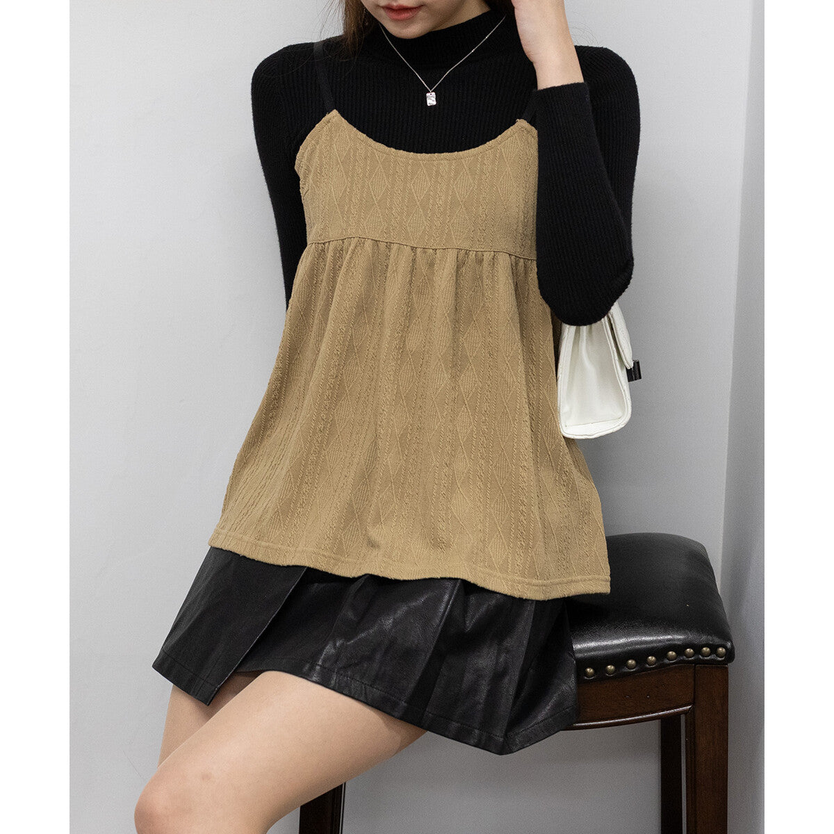 羅紋針織 X 吊帶背心套裝 3色 [TP171]