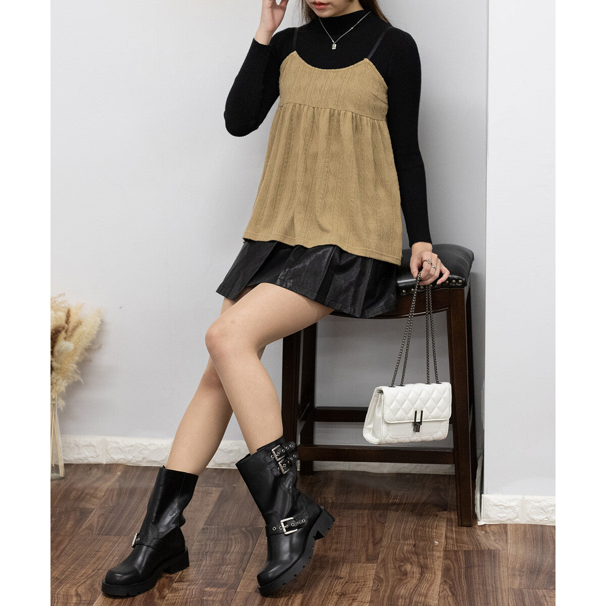 羅紋針織 X 吊帶背心套裝 3色 [TP171]