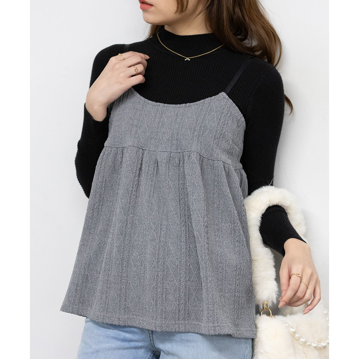 羅紋針織 X 吊帶背心套裝 3色 [TP171]