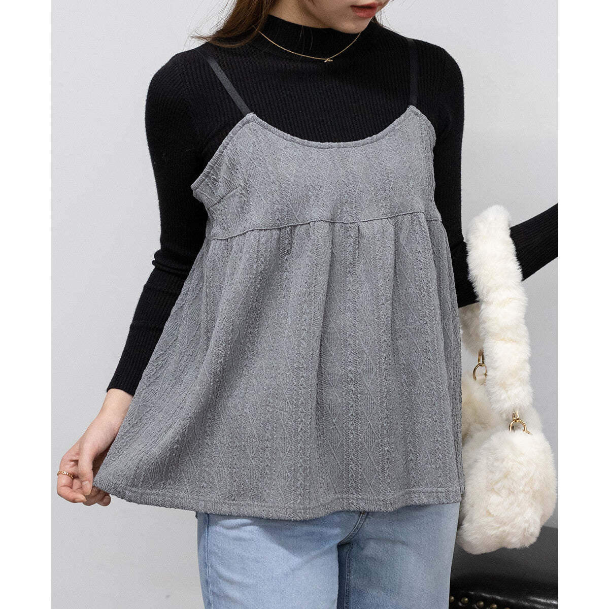 羅紋針織 X 吊帶背心套裝 3色 [TP171]