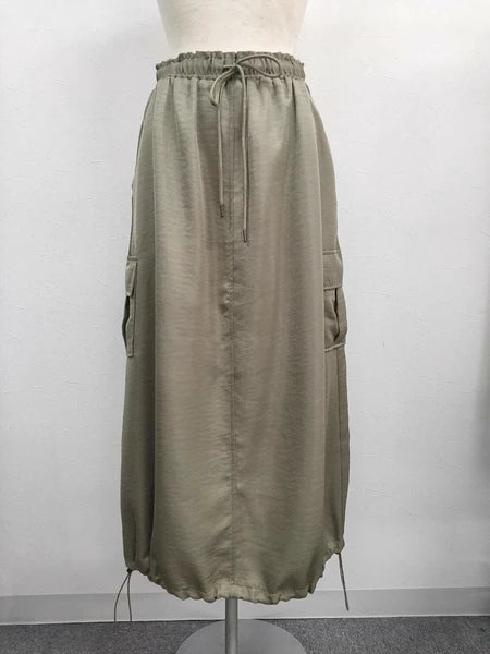 抽繩設計工裝裙 4色 [BT195]