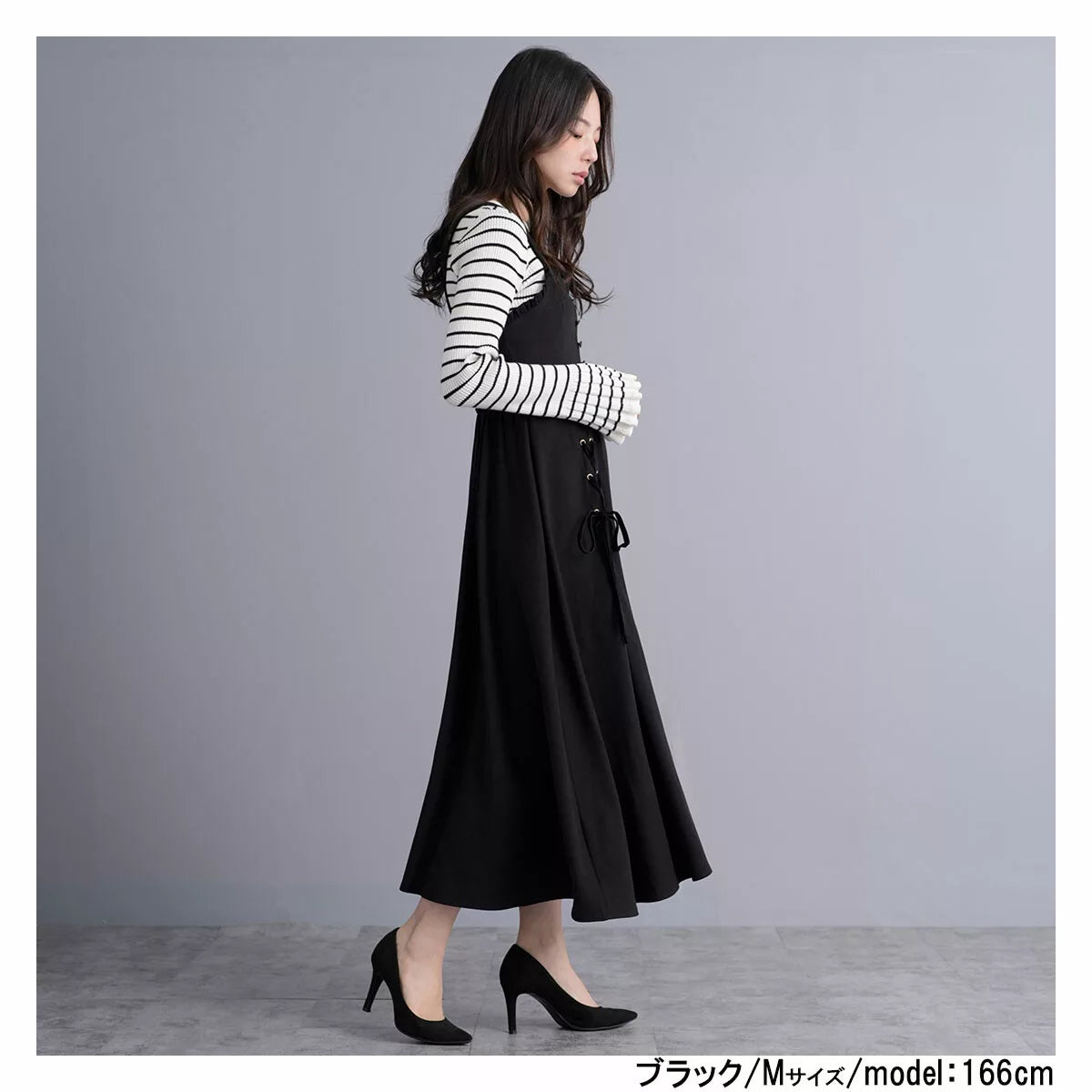 雙蝴蝶結綁帶吊帶連身裙 2色 [OP314]