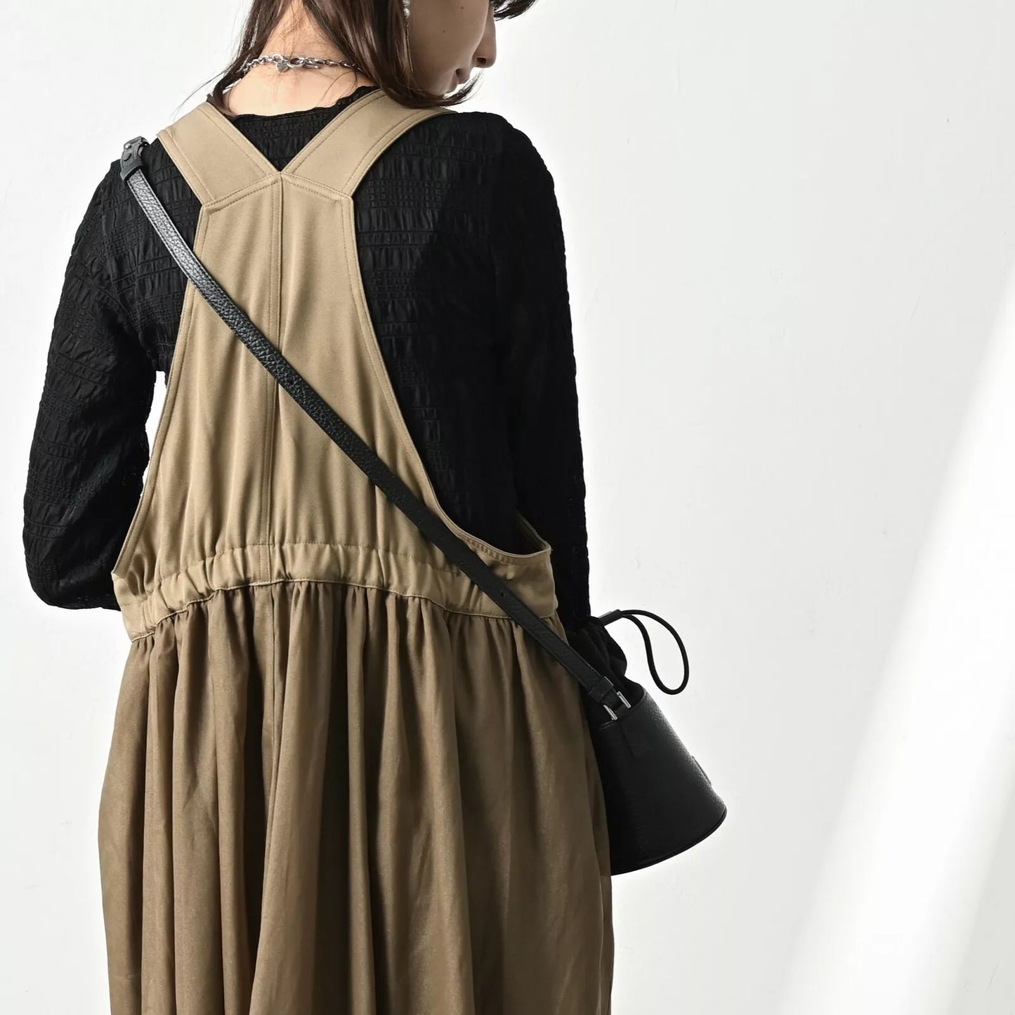 拼布吊帶連身裙 2色 [OP320]