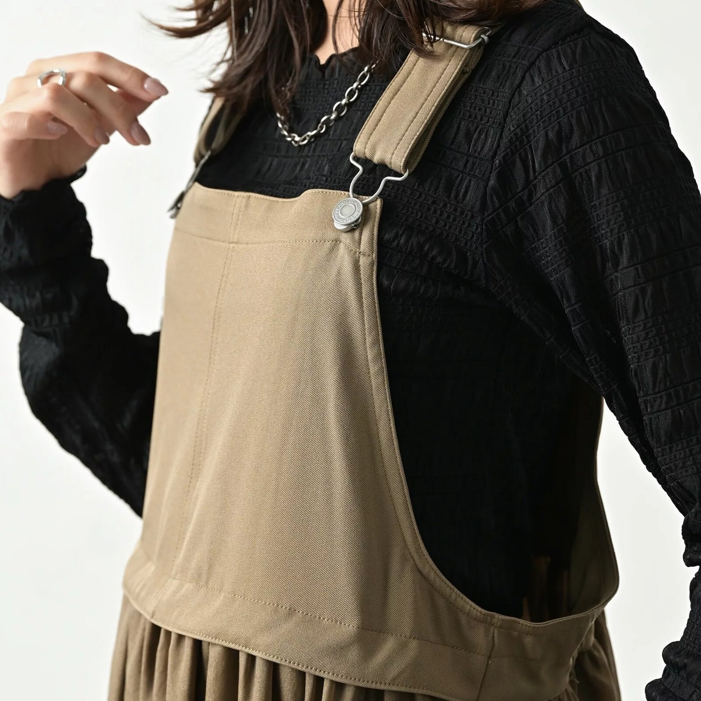 拼布吊帶連身裙 2色 [OP320]