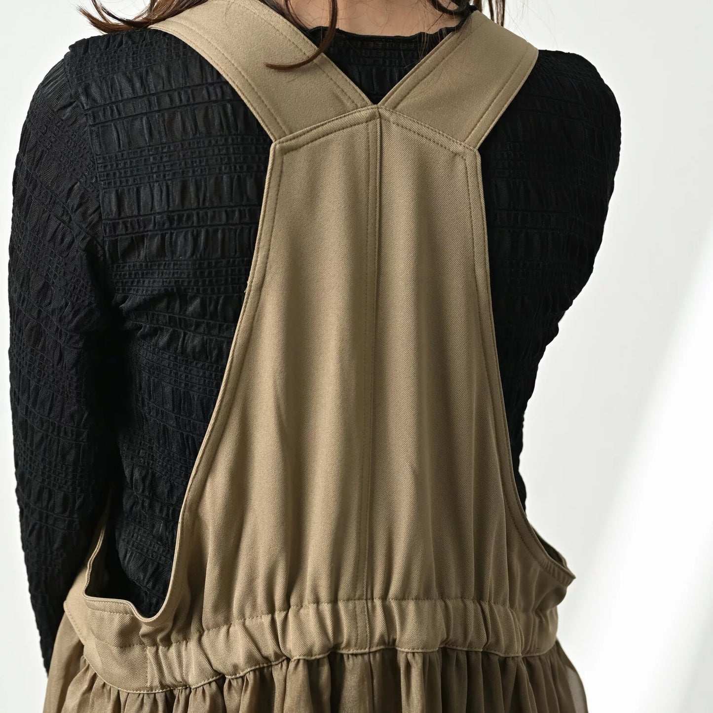 拼布吊帶連身裙 2色 [OP320]