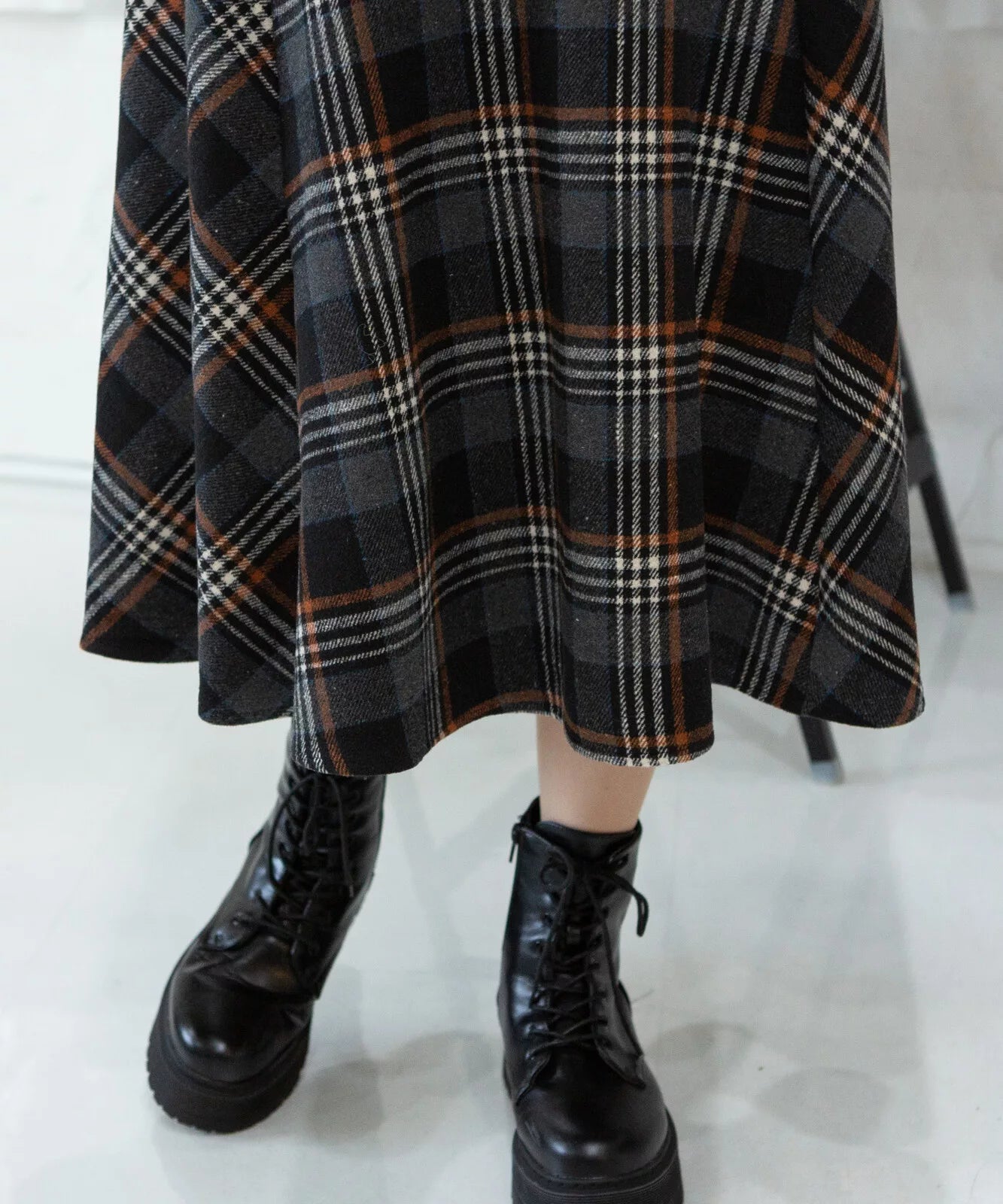 金扣子格仔背心連身裙 [OP307]