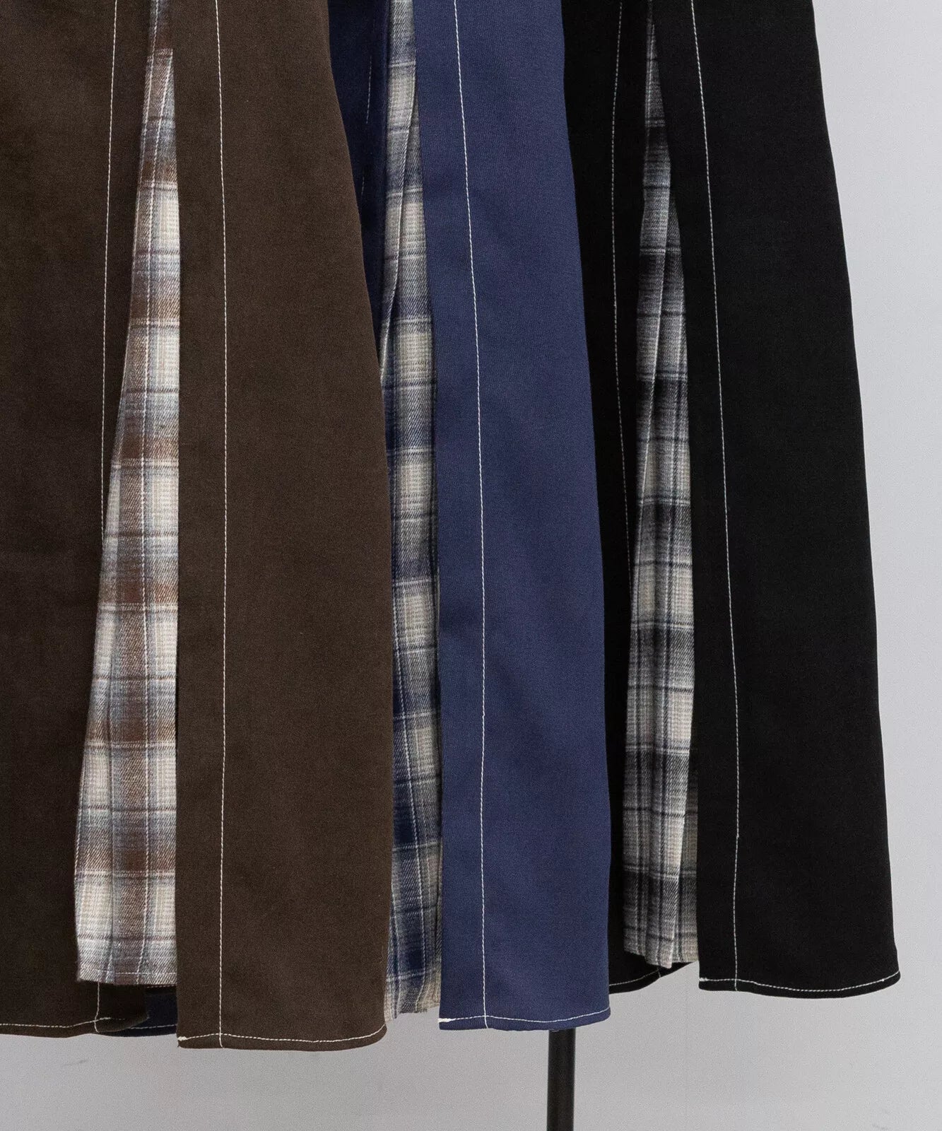 高腰腰帶拼格仔吊帶連身裙 3色 [OP308]