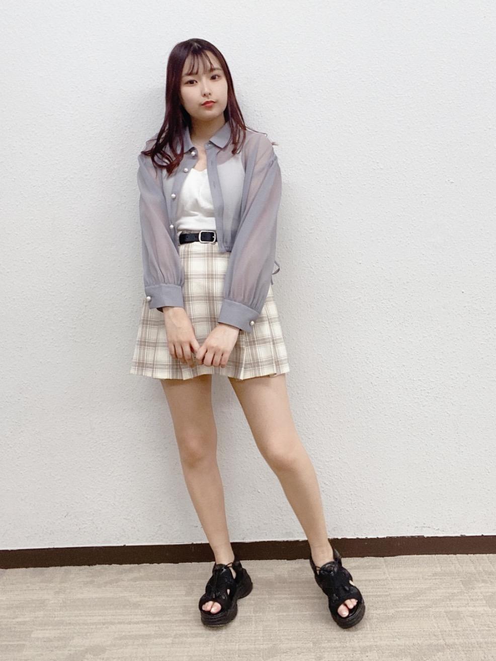 ems excite 附腰帶格仔百褶裙 [BT270]