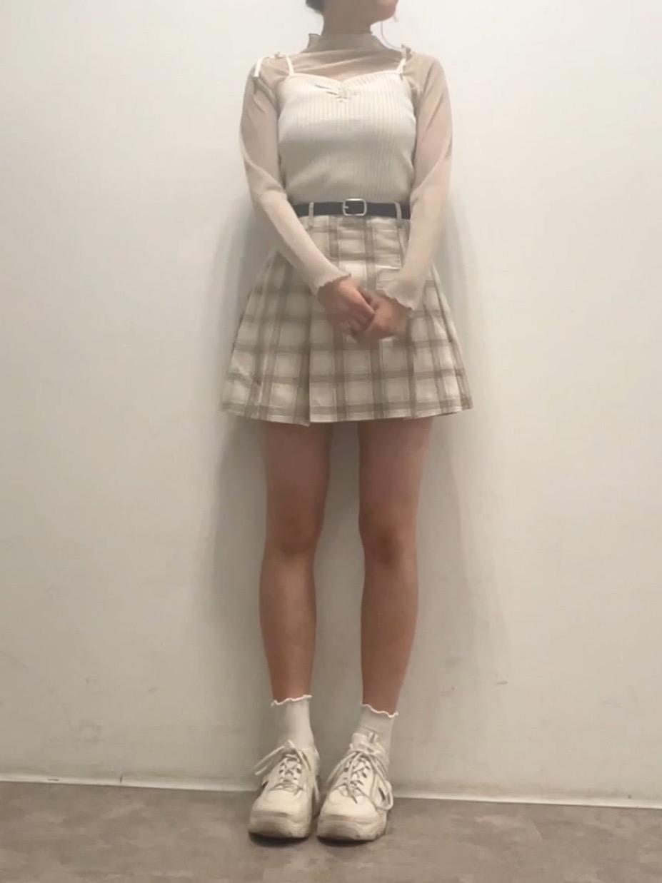 ems excite 附腰帶格仔百褶裙 [BT270]