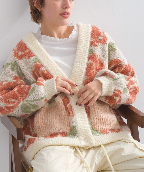 Lupilien 花花針織開襟衫 [OT276]