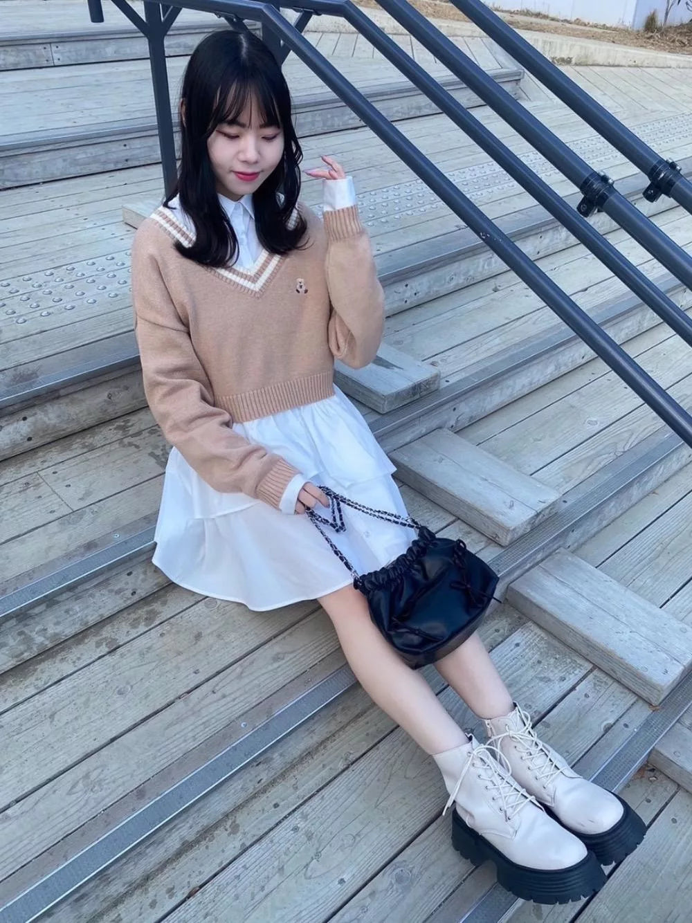 ems excite 荷葉邊下擺連身裙 2色 [OP294]