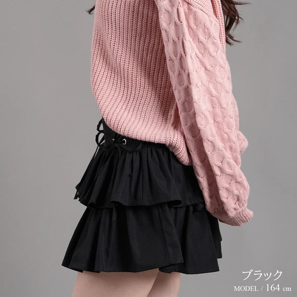 Nohea 雙蝴蝶結綁帶蛋糕短裙 3色[BT298]