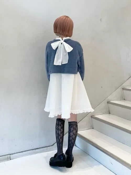 merry jenny 後綁帶蝴蝶結 Ruffle邊連身裙 [OP286]