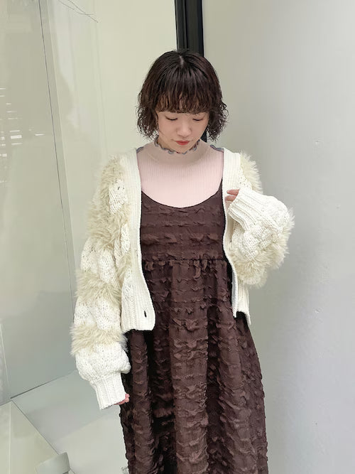 merry jenny 毛毛間條針織外套 [OT264]