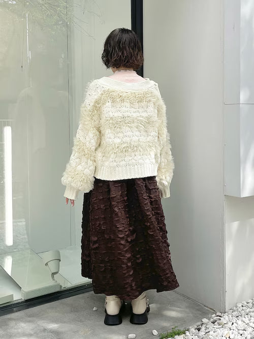 merry jenny 毛毛間條針織外套 [OT264]