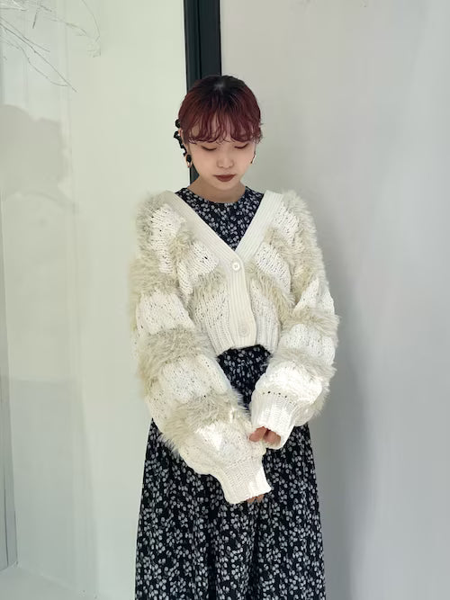 merry jenny 毛毛間條針織外套 [OT264]