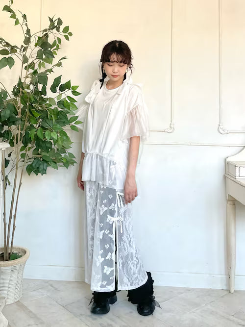 merry jenny 蝴蝶蕾絲多層半身裙 2色 [BT287]