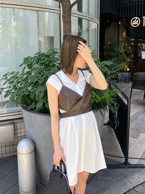 MURUA 緊身胸衣 x 襯衫連身裙套裝 3色 [OP345]