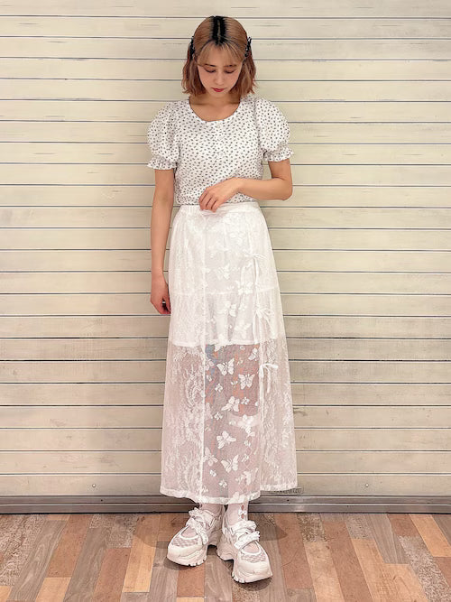merry jenny 蝴蝶蕾絲多層半身裙 2色 [BT287]