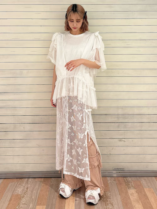 merry jenny 蝴蝶蕾絲多層半身裙 2色 [BT287]