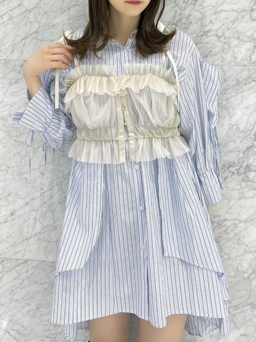 dazzlin 荷葉袖不規則下擺連身裙 [OP324]