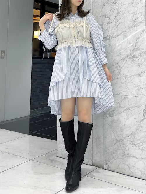 dazzlin 荷葉袖不規則下擺連身裙 [OP324]