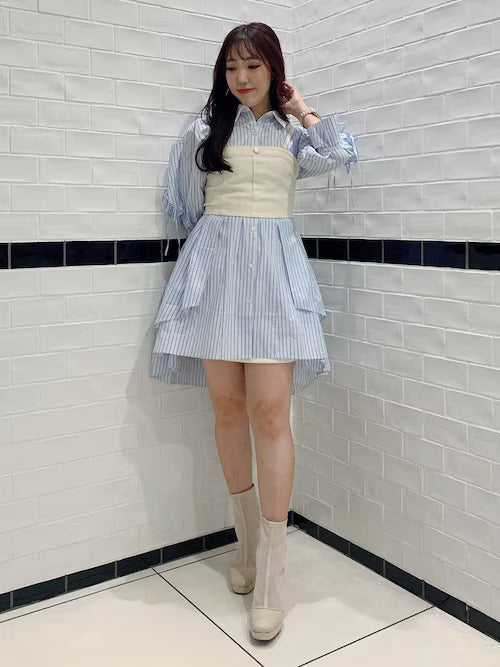 dazzlin 荷葉袖不規則下擺連身裙 [OP324]