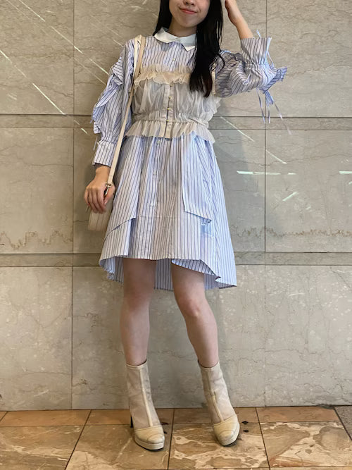 dazzlin 荷葉袖不規則下擺連身裙 [OP324]